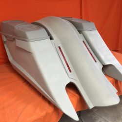 Harley Davidson 6" Trendsetter Extended Saddlebag LED Fender Kit Dual Cut Outs Dual 6.5" Speaker Lids