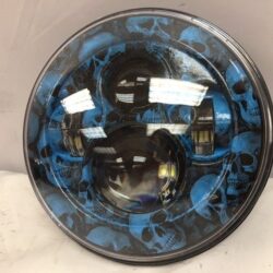 7" DAYMAKER SKULL DESIGN Headlight Dual 4.5" - 4 1/2" Auxiliary Spot Passing LED Fog Lights Bulb Harley SET