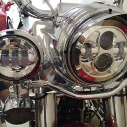 7" DAYMAKER Chrome or Black Headlight Dual 4.5 – 4 1/2 HALO Auxiliary AUX Chrome Spot Passing LED Fog Lights Bulb Harley SET