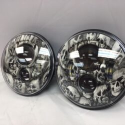 7'' SKULL DESIGN Suzuki Sierra Fits: Jeep Wrangler JK CJ TJ LED Rubicon Projector Daymaker Headlights Pair / Set