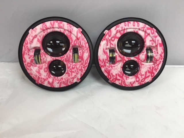 7'' BREAST CANCER AWARNESS DESIGN Suzuki Sierra Fits: Jeep Wrangler JK CJ TJ LED Rubicon Projector Daymaker Headlights Pair / Set - Image 4