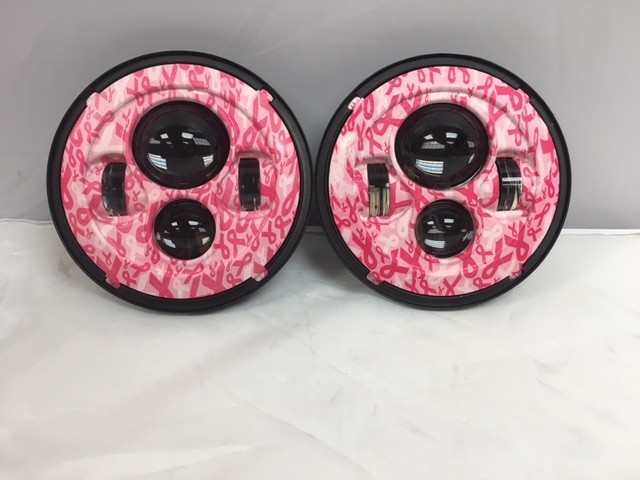 7'' BREAST CANCER AWARNESS DESIGN Suzuki Sierra Fits: Jeep Wrangler JK CJ TJ LED Rubicon Projector Daymaker Headlights Pair / Set - Image 5