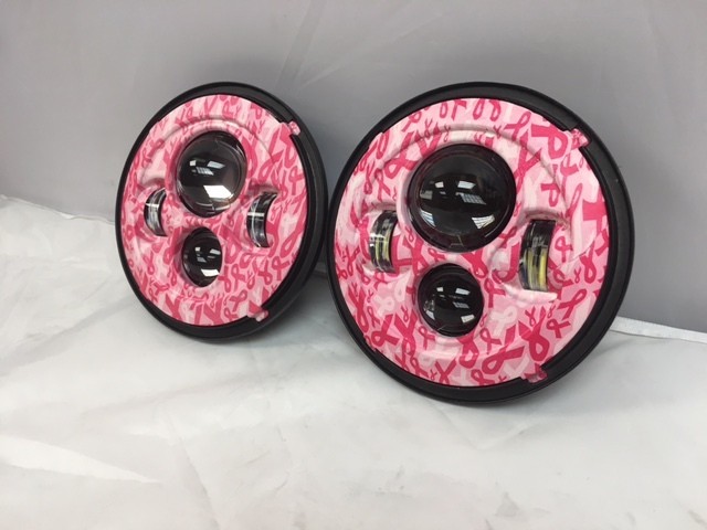 7'' BREAST CANCER AWARNESS DESIGN Suzuki Sierra Fits: Jeep Wrangler JK CJ TJ LED Rubicon Projector Daymaker Headlights Pair / Set - Image 6