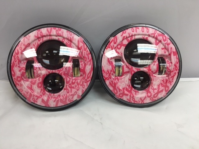 7'' BREAST CANCER AWARNESS DESIGN Suzuki Sierra Fits: Jeep Wrangler JK CJ TJ LED Rubicon Projector Daymaker Headlights Pair / Set - Image 7