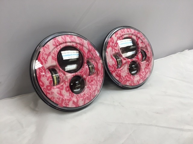 7'' BREAST CANCER AWARNESS DESIGN Suzuki Sierra Fits: Jeep Wrangler JK CJ TJ LED Rubicon Projector Daymaker Headlights Pair / Set - Image 8