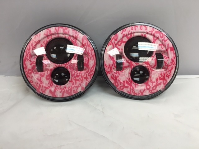 7'' BREAST CANCER AWARNESS DESIGN Suzuki Sierra Fits: Jeep Wrangler JK CJ TJ LED Rubicon Projector Daymaker Headlights Pair / Set - Image 9