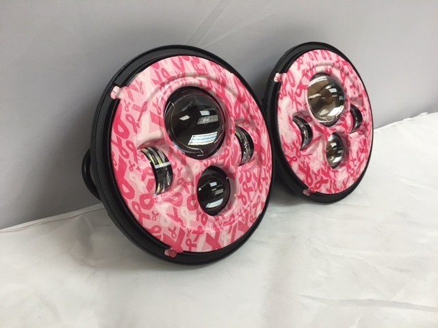 7'' BREAST CANCER AWARNESS DESIGN Suzuki Sierra Fits: Jeep Wrangler JK CJ TJ LED Rubicon Projector Daymaker Headlights Pair / Set - Image 10