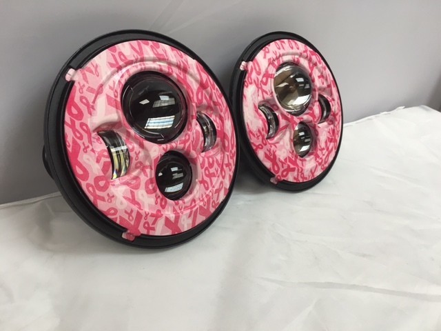 7'' BREAST CANCER AWARNESS DESIGN Suzuki Sierra Fits: Jeep Wrangler JK CJ TJ LED Rubicon Projector Daymaker Headlights Pair / Set - Image 11
