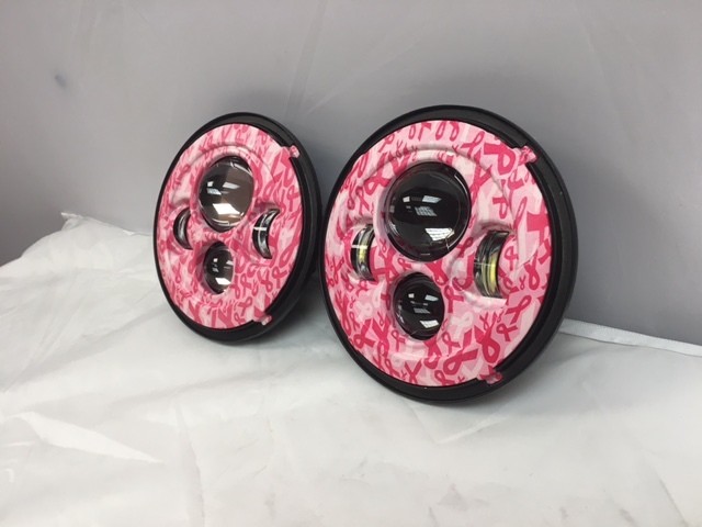 7'' BREAST CANCER AWARNESS DESIGN Suzuki Sierra Fits: Jeep Wrangler JK CJ TJ LED Rubicon Projector Daymaker Headlights Pair / Set - Image 12