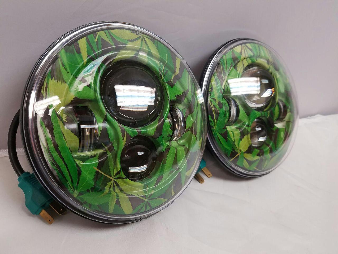 7'' WEED DESIGN Suzuki Sierra Fits: Jeep Wrangler JK CJ TJ LED Rubicon Projector Daymaker Headlights Pair / Set - Image 2
