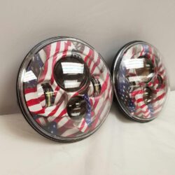 7'' AMERICAN FLAG USA DESIGN Suzuki Sierra Fits: Jeep Wrangler JK CJ TJ LED Rubicon Projector Daymaker Headlights Pair / Set