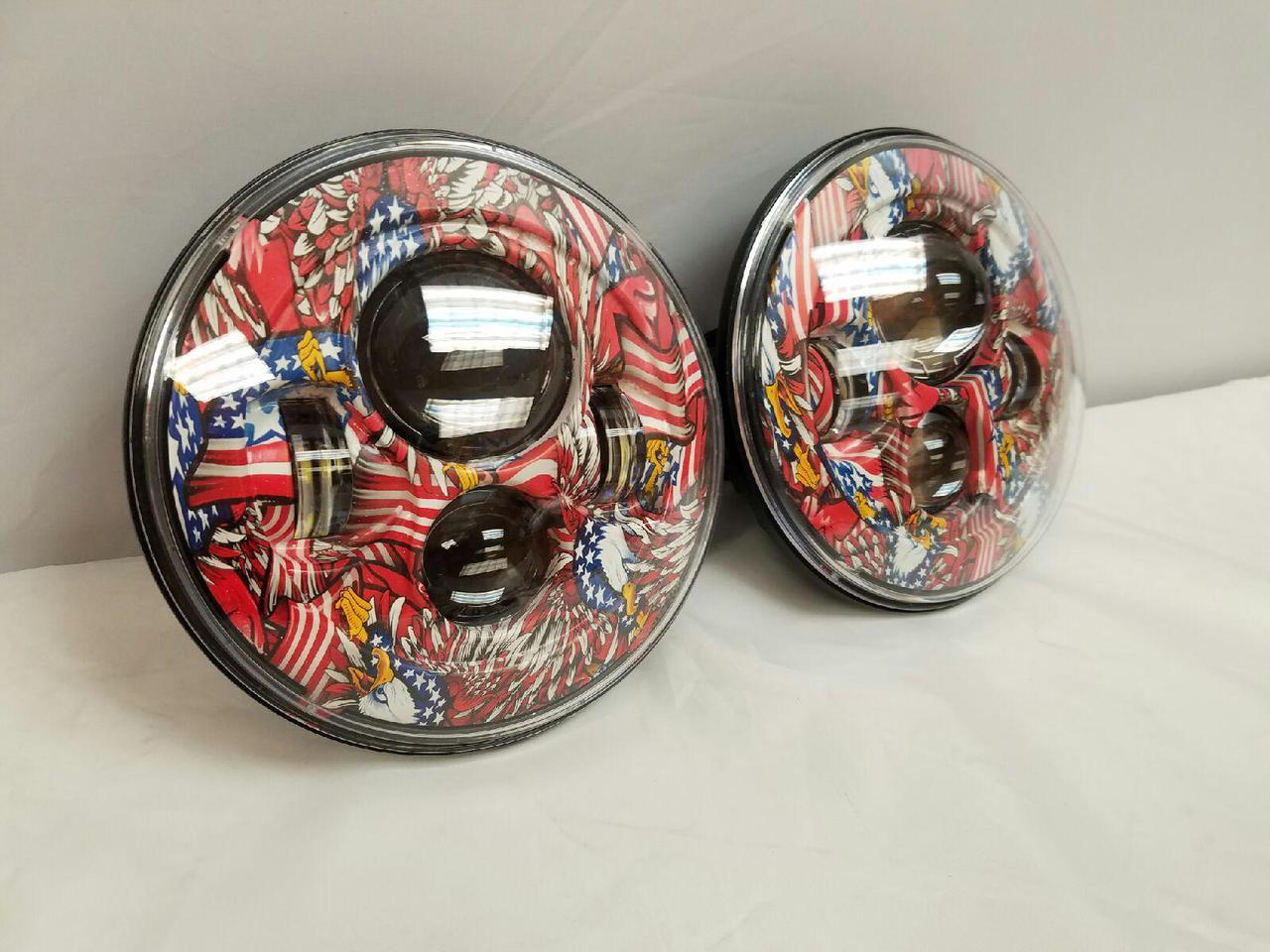 7'' AMERICAN PRIDE DESIGN Suzuki Sierra Fits: Jeep Wrangler JK CJ TJ LED Rubicon Projector Daymaker Headlights Pair / Set - Image 4