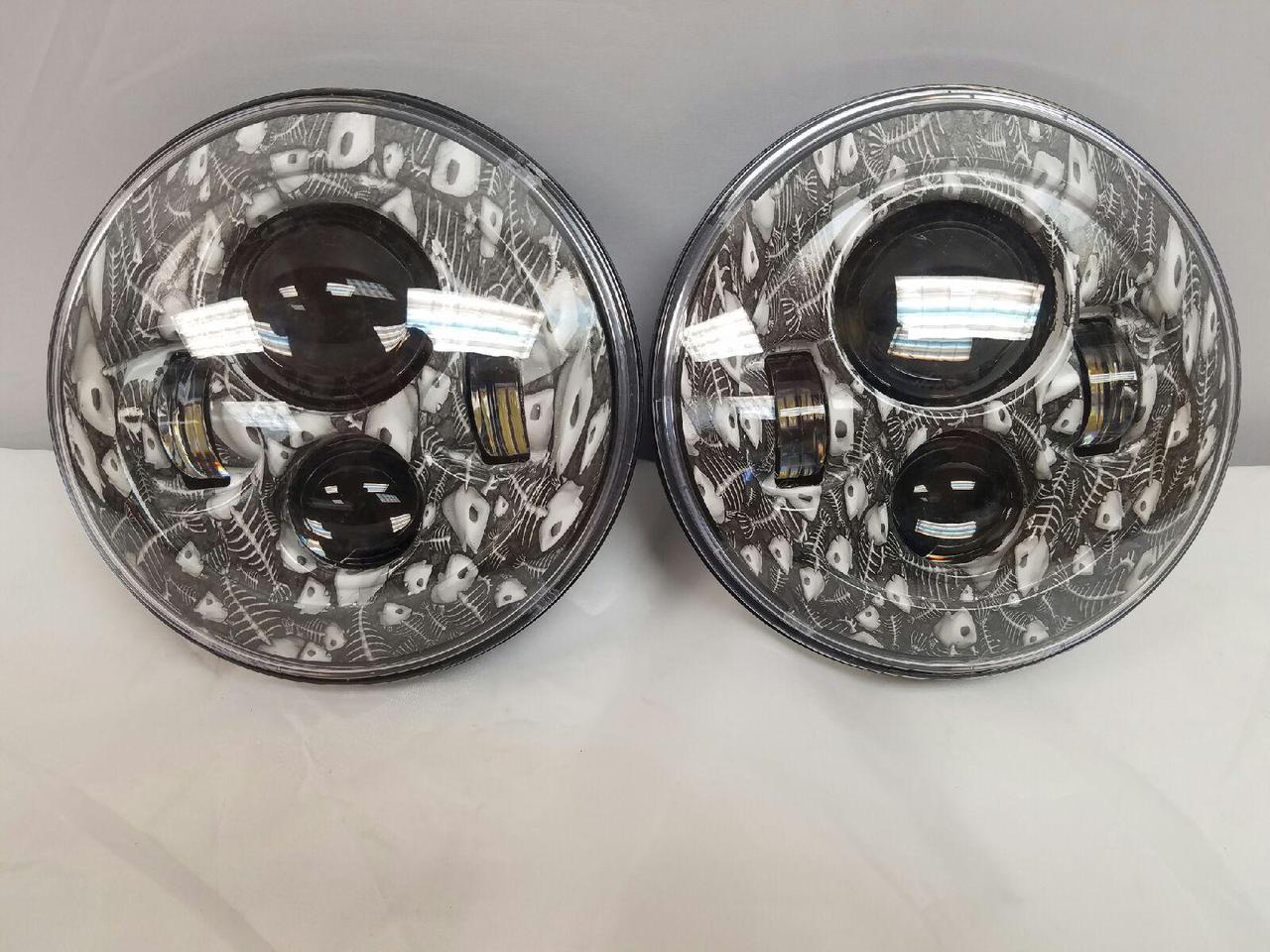 7'' DEAD FISH DESIGN Suzuki Sierra Fits: Jeep Wrangler JK CJ TJ LED Rubicon Projector Daymaker Headlights Pair / Set - Image 2