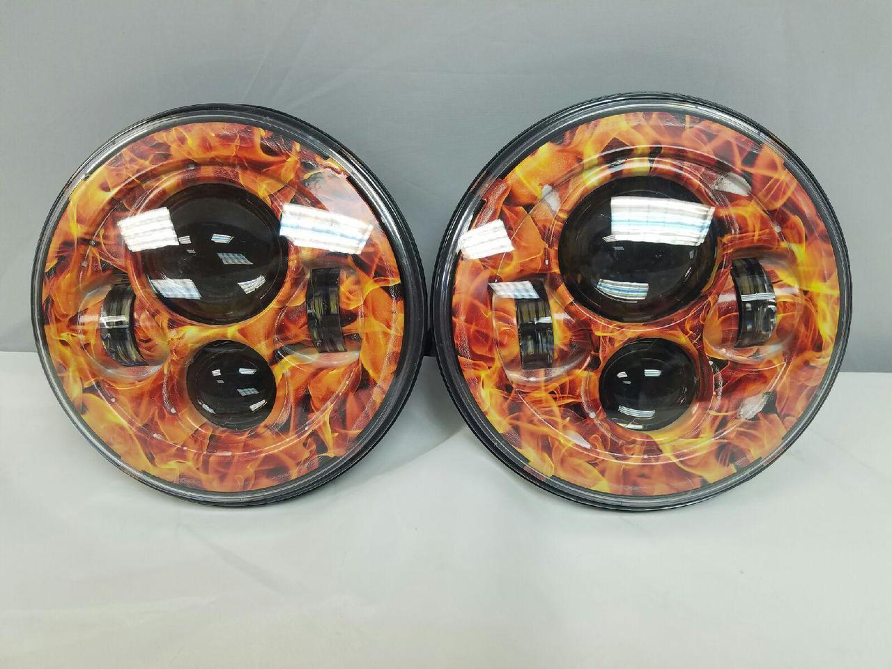 7'' FIRE DESIGN Suzuki Sierra Fits: Jeep Wrangler JK CJ TJ LED Rubicon Projector Daymaker Headlights Pair / Set - Image 2
