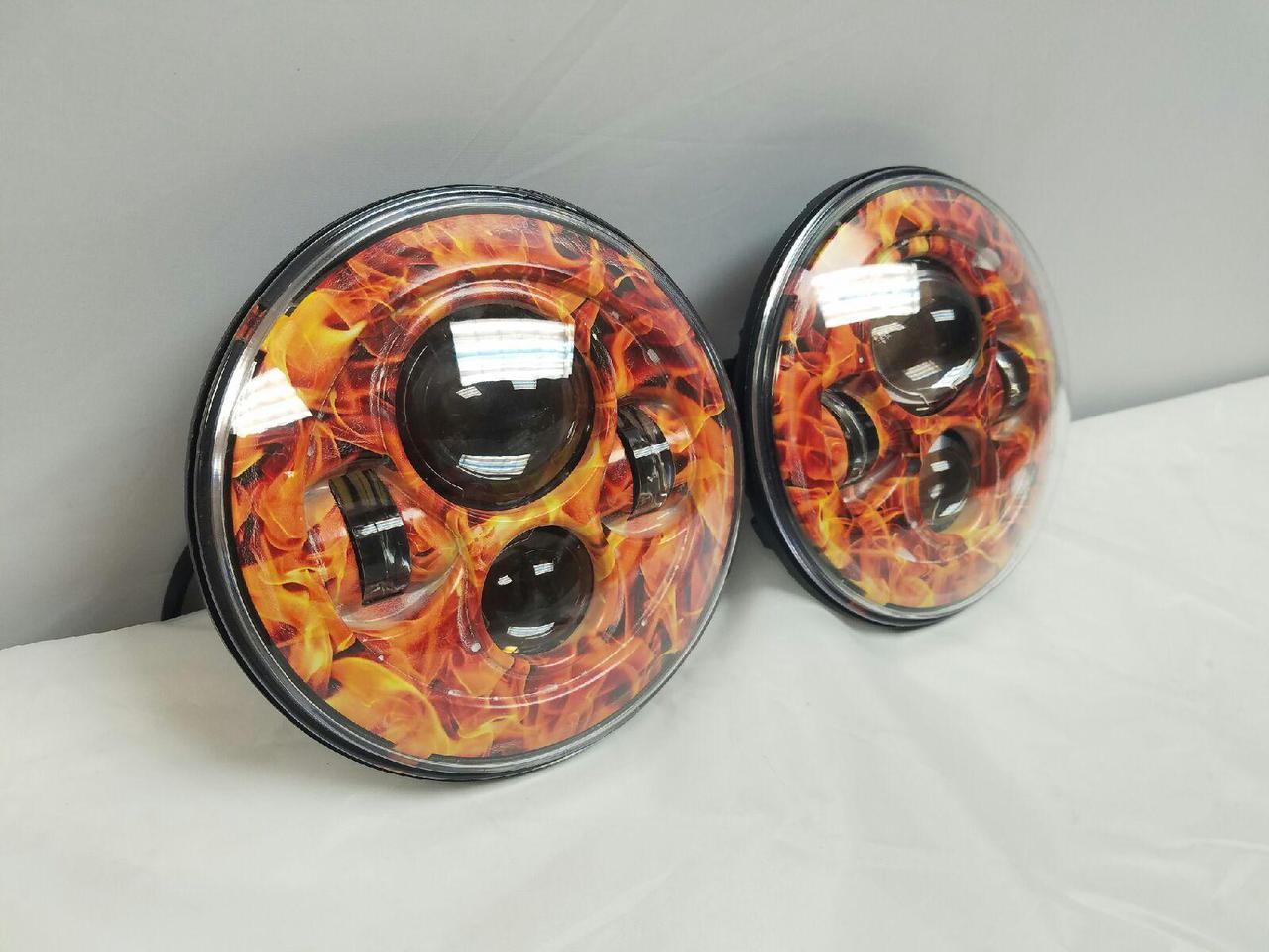 7'' FIRE DESIGN Suzuki Sierra Fits: Jeep Wrangler JK CJ TJ LED Rubicon Projector Daymaker Headlights Pair / Set - Image 4