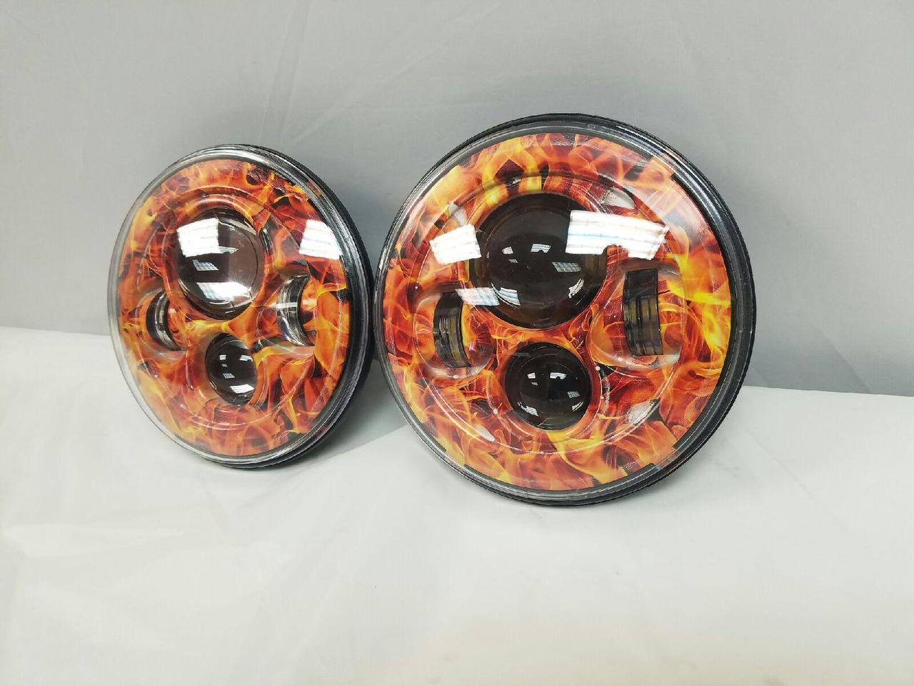 7'' FIRE DESIGN Suzuki Sierra Fits: Jeep Wrangler JK CJ TJ LED Rubicon Projector Daymaker Headlights Pair / Set - Image 5