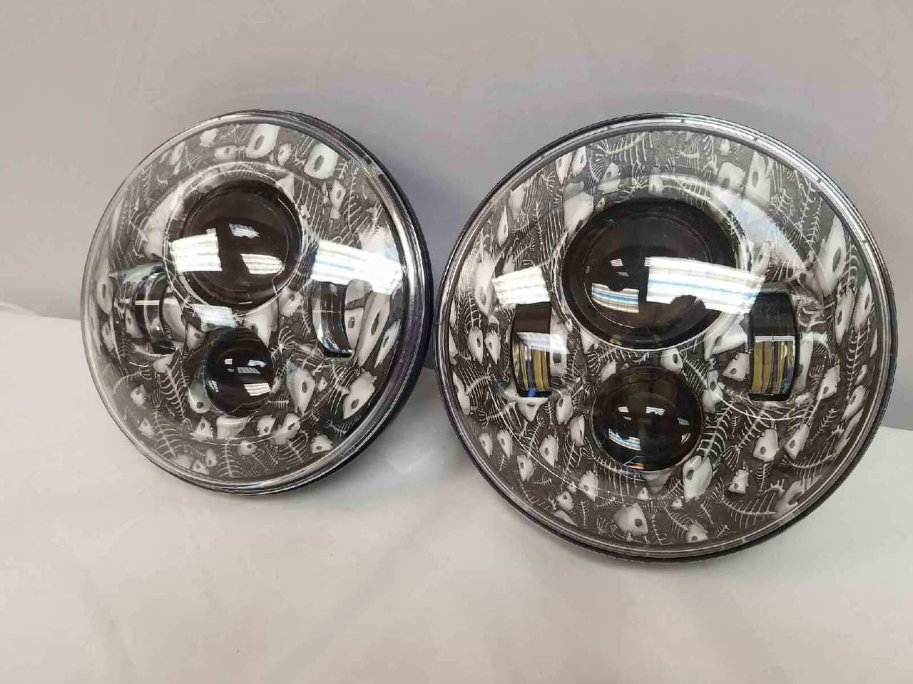 7'' DEAD FISH DESIGN Suzuki Sierra Fits: Jeep Wrangler JK CJ TJ LED Rubicon Projector Daymaker Headlights Pair / Set - Image 5
