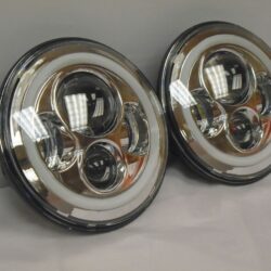 7'' Suzuki Sierra Fits: Jeep Wrangler JK CJ TJ LED Rubicon Projector Daymaker Chrome RED Halo Headlights Pair / Set