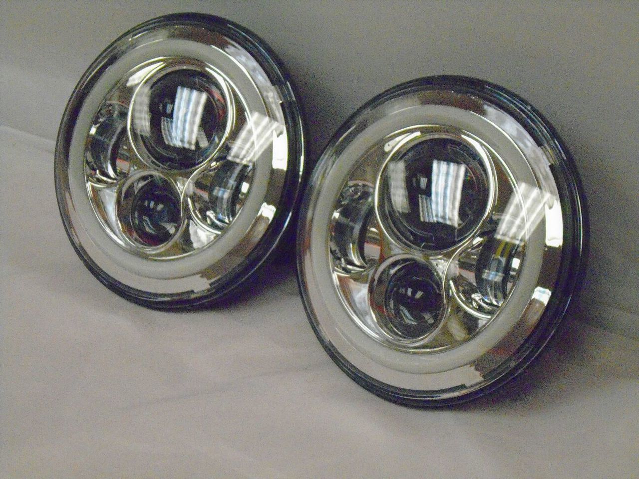 7'' Suzuki Sierra Fits: Jeep Wrangler JK CJ TJ LED Rubicon Projector Daymaker Chrome RED Halo Headlights Pair / Set - Image 4
