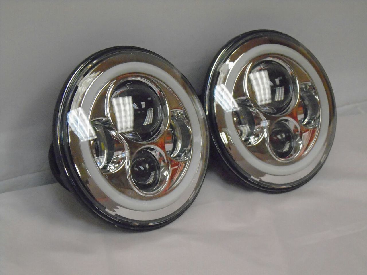 7'' Suzuki Sierra Fits: Jeep Wrangler JK CJ TJ LED Rubicon Projector Daymaker Chrome RED Halo Headlights Pair / Set - Image 6