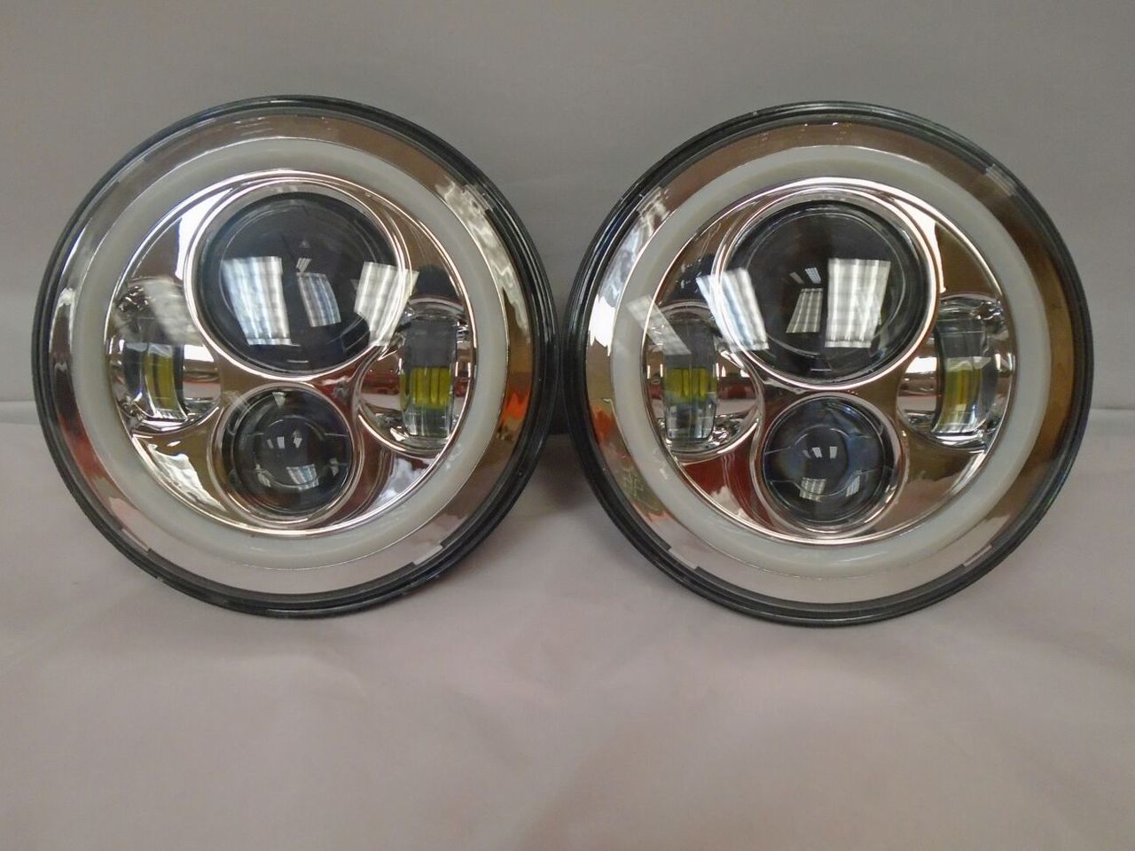 7'' Suzuki Sierra Fits: Jeep Wrangler JK CJ TJ LED Rubicon Projector Daymaker Chrome RED Halo Headlights Pair / Set - Image 9