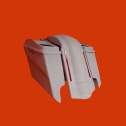 55695_Harley Davidson 5" Heritage Softail Extended Saddlebags Dual 6 X 9 Speaker Lids LED Fender Dual Cutouts